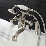 Essex KS248SN Three-Handle 2-Hole Deck Mount Clawfoot Tub Faucet with Handshower, Brushed Nickel