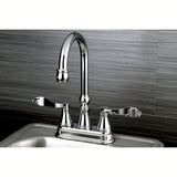 NuFrench KS2491DFL Two-Handle 2-Hole Deck Mount Bar Faucet, Polished Chrome