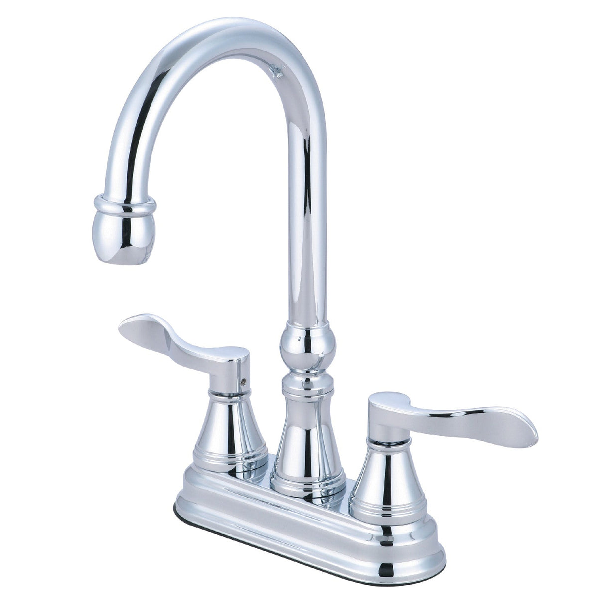 NuFrench KS2491DFL Two-Handle 2-Hole Deck Mount Bar Faucet, Polished Chrome