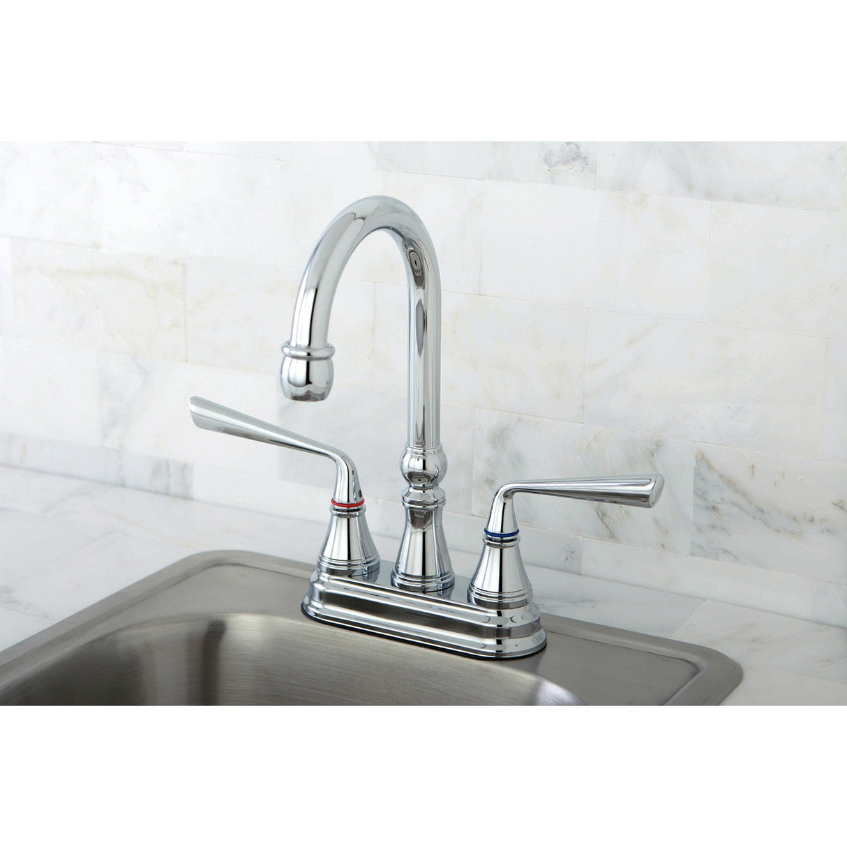 Silver Sage KS2491ZL Two-Handle 2-Hole Deck Mount Bar Faucet, Polished Chrome