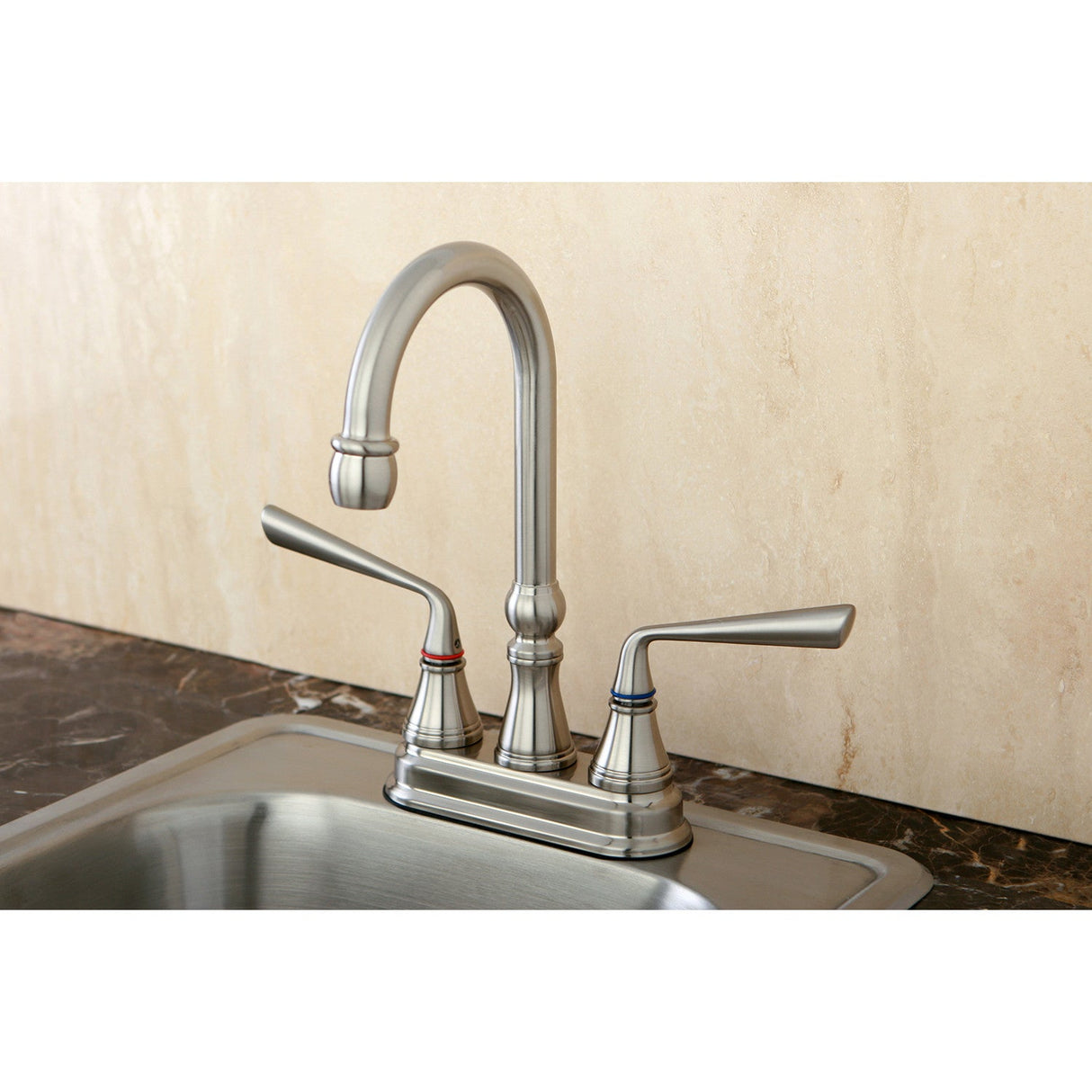 Silver Sage KS2498ZL Two-Handle 2-Hole Deck Mount Bar Faucet, Brushed Nickel