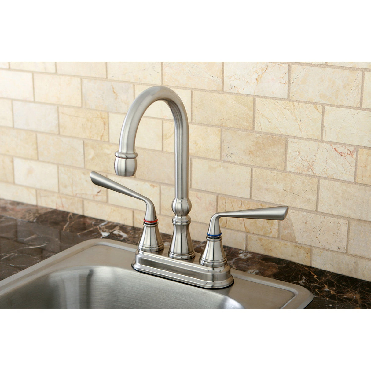 Silver Sage KS2498ZL Two-Handle 2-Hole Deck Mount Bar Faucet, Brushed Nickel