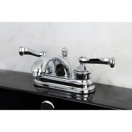 Royale KS2601FL Two-Handle 3-Hole Deck Mount 4" Centerset Bathroom Faucet with Brass Pop-Up, Polished Chrome