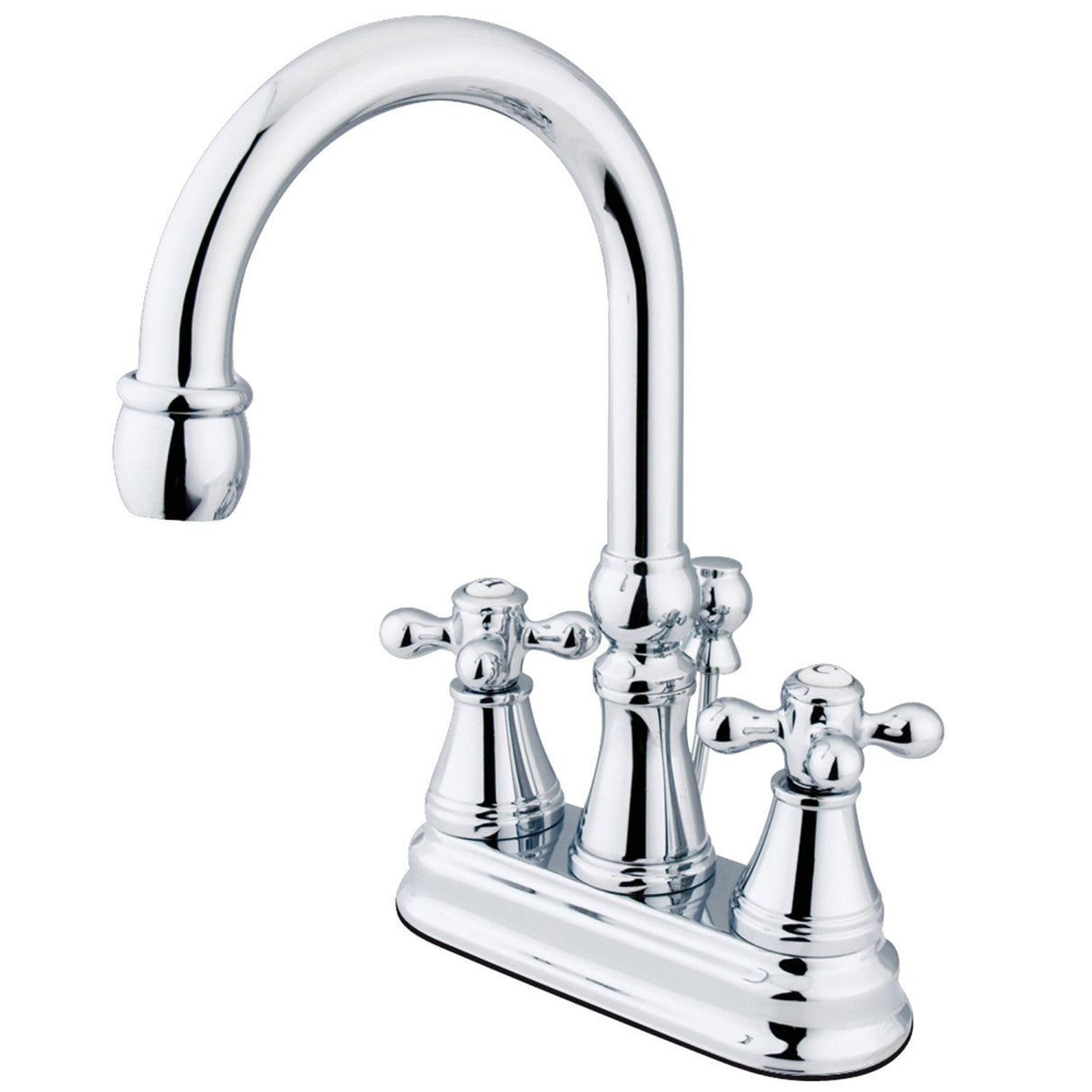 Restoration KS2611AX Two-Handle 3-Hole Deck Mount 4" Centerset Bathroom Faucet with Brass Pop-Up, Polished Chrome
