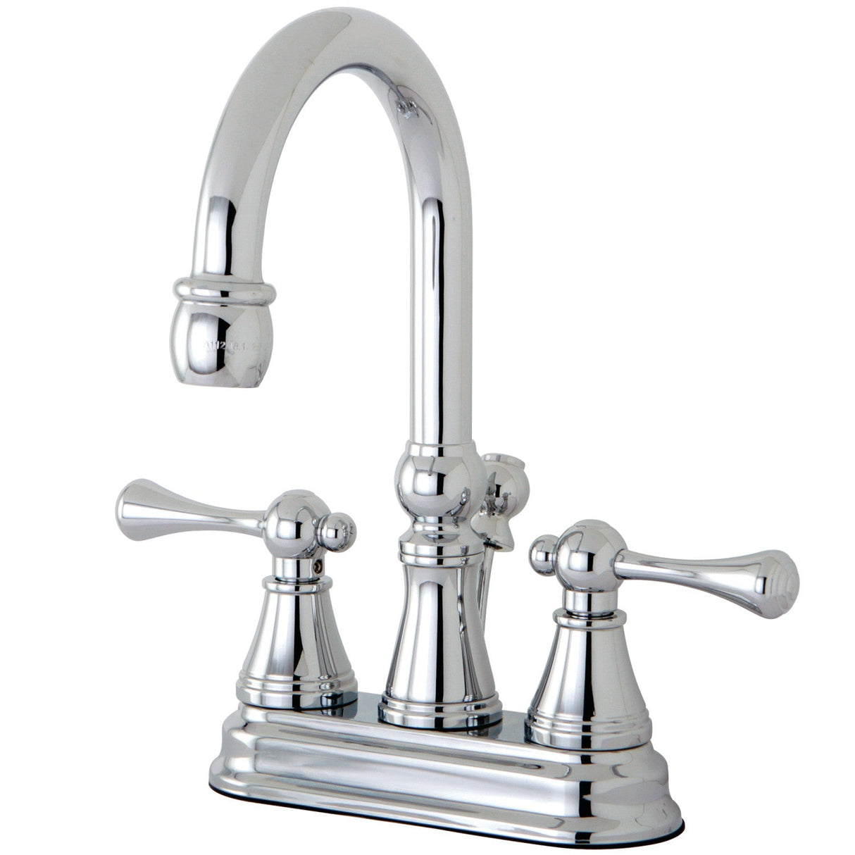 Restoration KS2611BL Two-Handle 3-Hole Deck Mount 4" Centerset Bathroom Faucet with Brass Pop-Up, Polished Chrome