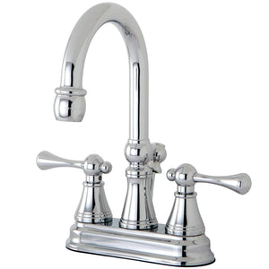 Restoration KS2611BL Two-Handle 3-Hole Deck Mount 4" Centerset Bathroom Faucet with Brass Pop-Up, Polished Chrome