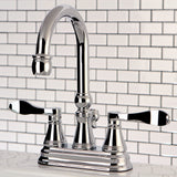 NuFrench KS2611DFL Two-Handle 3-Hole Deck Mount 4" Centerset Bathroom Faucet with Brass Pop-Up, Polished Chrome
