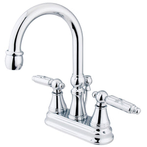 Georgian KS2611GL Two-Handle 3-Hole Deck Mount 4" Centerset Bathroom Faucet with Brass Pop-Up, Polished Chrome