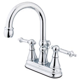 Templeton KS2611TL Two-Handle 3-Hole Deck Mount 4" Centerset Bathroom Faucet with Brass Pop-Up, Polished Chrome