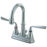 Silver Sage KS2611ZL Two-Handle 3-Hole Deck Mount 4" Centerset Bathroom Faucet with Brass Pop-Up, Polished Chrome