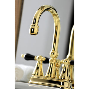 Duchess KS2612PKL Two-Handle Deck Mount 4" Centerset Bathroom Faucet with Brass Pop-Up, Polished Brass