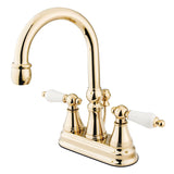 Governor KS2612PL Two-Handle 3-Hole Deck Mount 4" Centerset Bathroom Faucet with Brass Pop-Up, Polished Brass