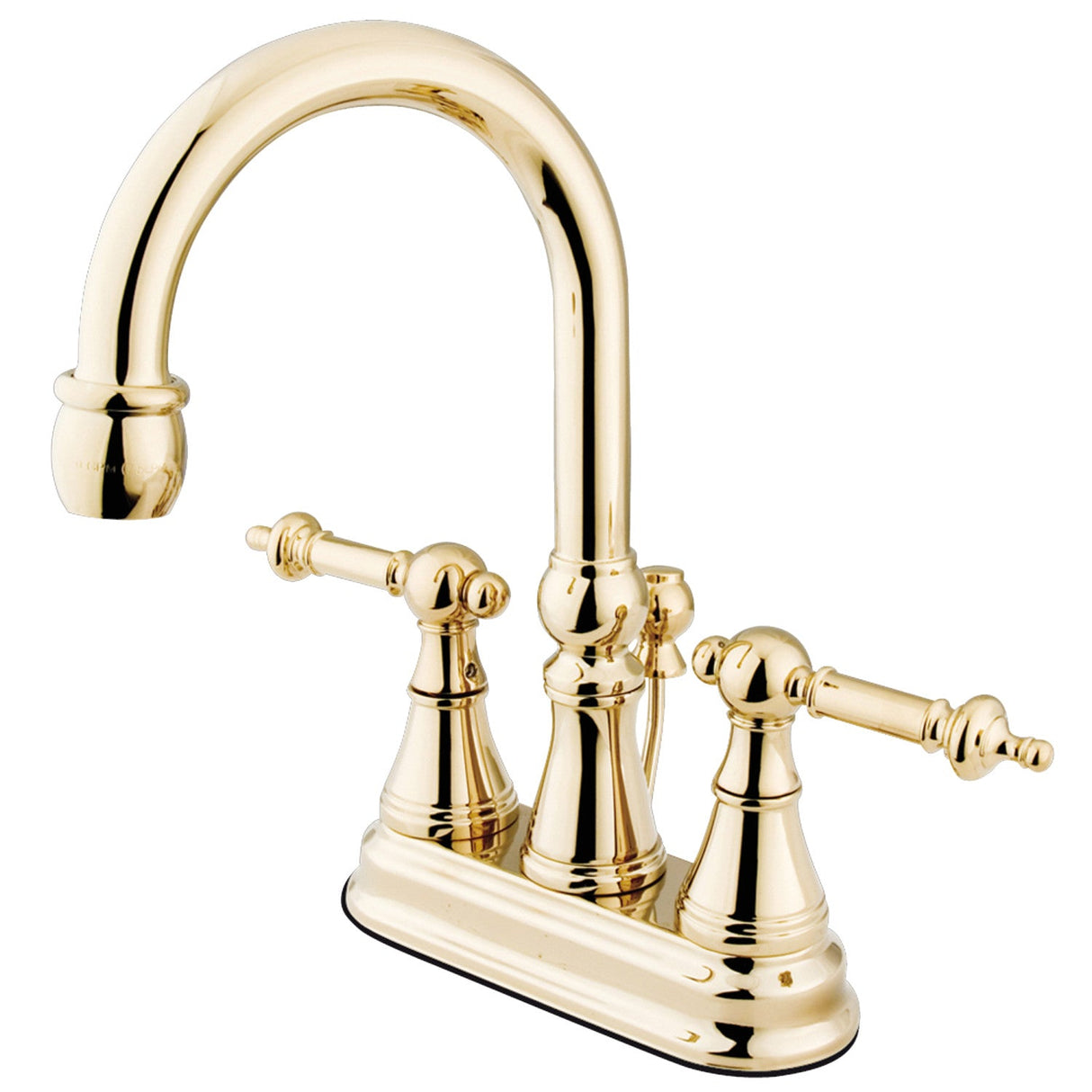 Templeton KS2612TL Two-Handle 3-Hole Deck Mount 4" Centerset Bathroom Faucet with Brass Pop-Up, Polished Brass