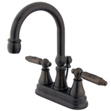 Georgian KS2615GL Two-Handle 3-Hole Deck Mount 4" Centerset Bathroom Faucet with Brass Pop-Up, Oil Rubbed Bronze