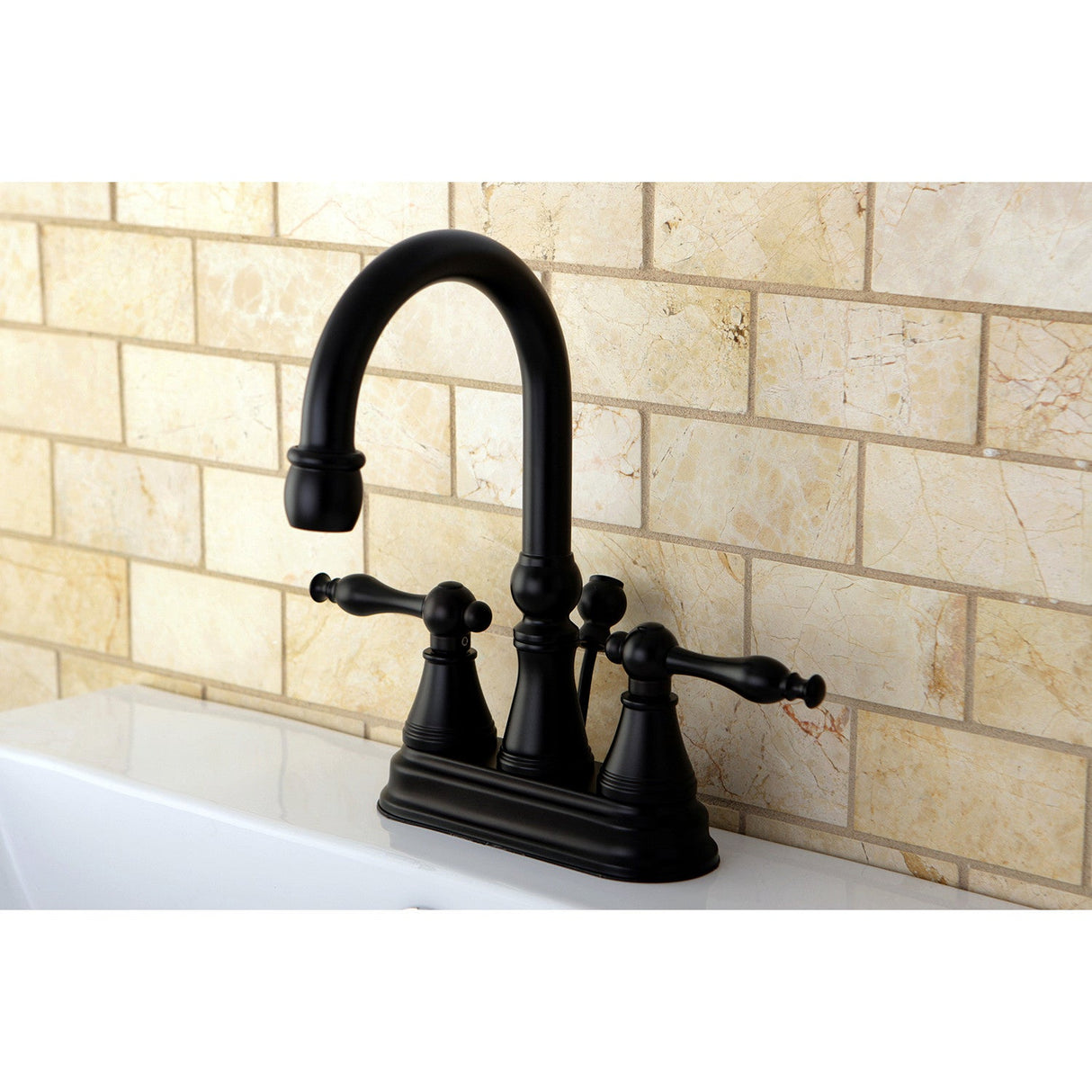 Naples KS2615NL Two-Handle 3-Hole Deck Mount 4" Centerset Bathroom Faucet with Brass Pop-Up, Oil Rubbed Bronze