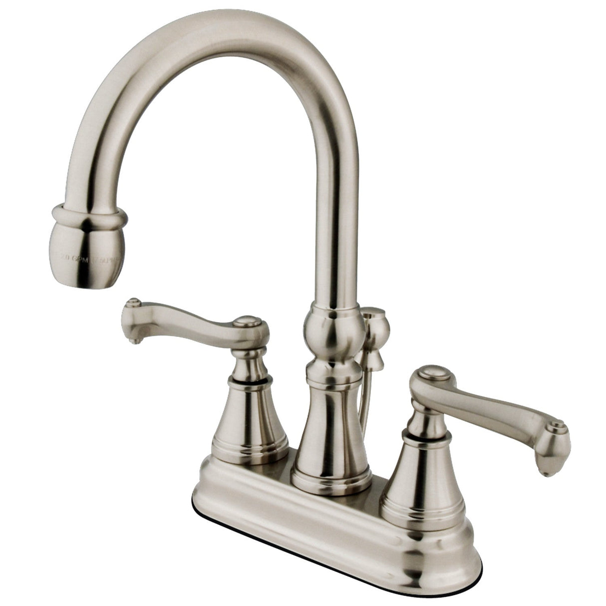 Royale KS2618FL Two-Handle 3-Hole Deck Mount 4" Centerset Bathroom Faucet with Brass Pop-Up, Brushed Nickel
