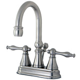 Naples KS2618NL Two-Handle 3-Hole Deck Mount 4" Centerset Bathroom Faucet with Brass Pop-Up, Brushed Nickel