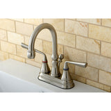 Silver Sage KS2618ZL Two-Handle 3-Hole Deck Mount 4" Centerset Bathroom Faucet with Brass Pop-Up, Brushed Nickel