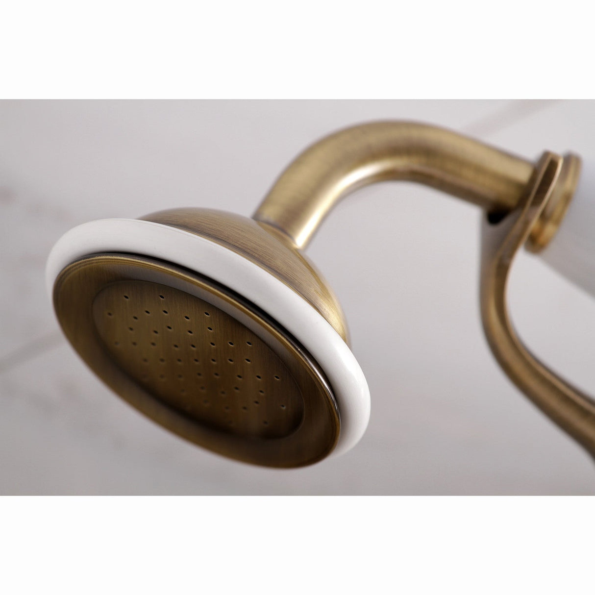 Kingston KS265AB Three-Handle 2-Hole Tub Wall Mount Clawfoot Tub Faucet with Hand Shower, Antique Brass