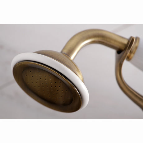 Kingston KS265AB Three-Handle 2-Hole Tub Wall Mount Clawfoot Tub Faucet with Hand Shower, Antique Brass