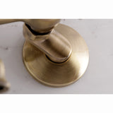 Kingston KS265AB Three-Handle 2-Hole Tub Wall Mount Clawfoot Tub Faucet with Hand Shower, Antique Brass