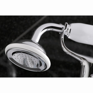 Kingston KS265C Three-Handle 2-Hole Tub Wall Mount Clawfoot Tub Faucet with Hand Shower, Polished Chrome