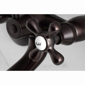 Kingston KS265ORB Three-Handle 2-Hole Tub Wall Mount Clawfoot Tub Faucet with Hand Shower, Oil Rubbed Bronze