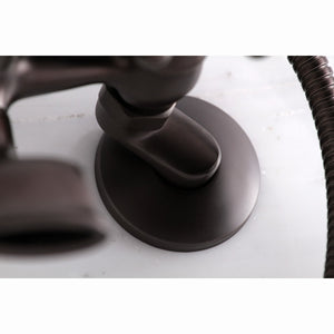 Kingston KS265ORB Three-Handle 2-Hole Tub Wall Mount Clawfoot Tub Faucet with Hand Shower, Oil Rubbed Bronze
