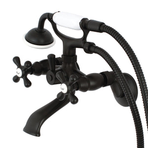 Kingston KS265ORB Three-Handle 2-Hole Tub Wall Mount Clawfoot Tub Faucet with Hand Shower, Oil Rubbed Bronze