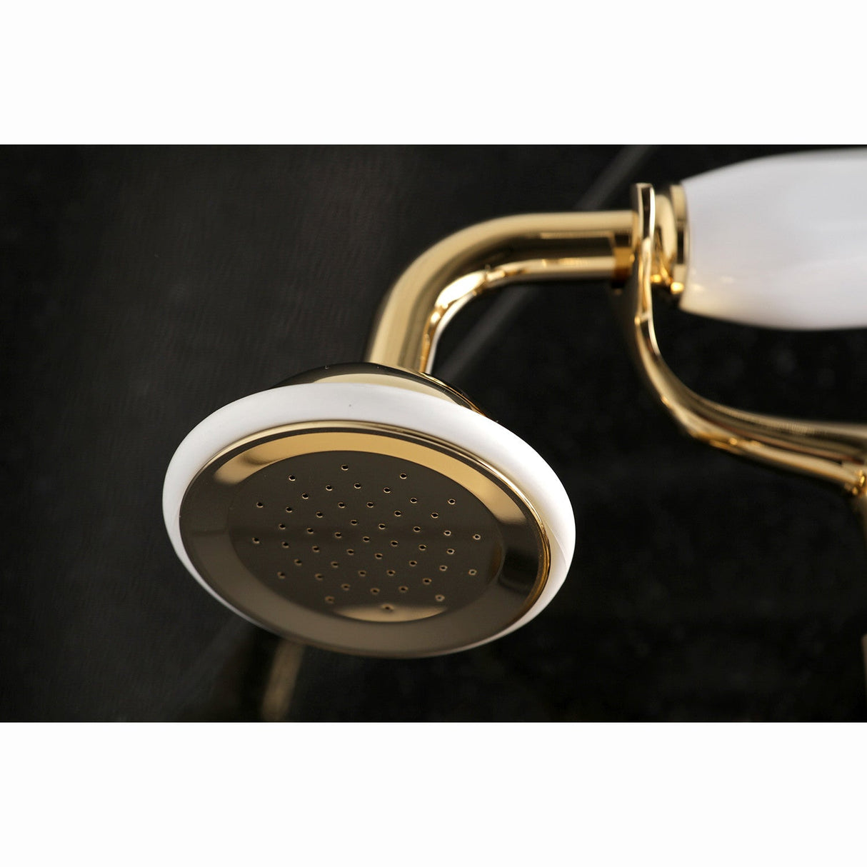 Kingston KS265PB Three-Handle 2-Hole Tub Wall Mount Clawfoot Tub Faucet with Hand Shower, Polished Brass
