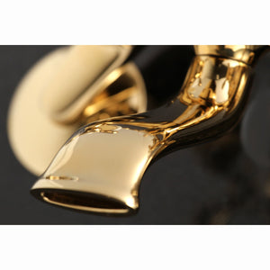 Kingston KS265PB Three-Handle 2-Hole Tub Wall Mount Clawfoot Tub Faucet with Hand Shower, Polished Brass