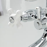 Kingston KS265PXC Three-Handle 2-Hole Tub Wall Mount Clawfoot Tub Faucet with Hand Shower, Polished Chrome