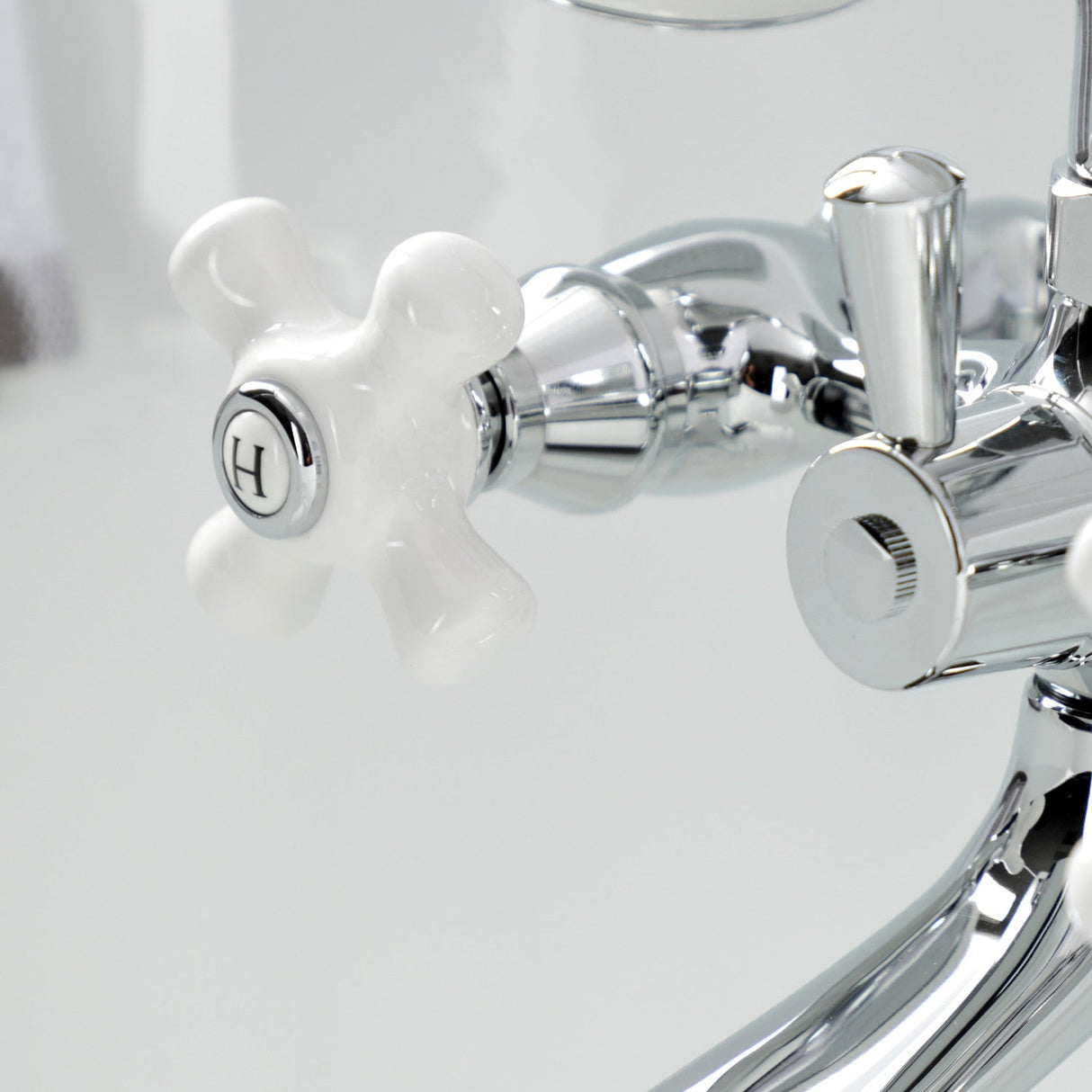 Kingston KS265PXC Three-Handle 2-Hole Tub Wall Mount Clawfoot Tub Faucet with Hand Shower, Polished Chrome