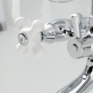 Kingston KS265PXC Three-Handle 2-Hole Tub Wall Mount Clawfoot Tub Faucet with Hand Shower, Polished Chrome
