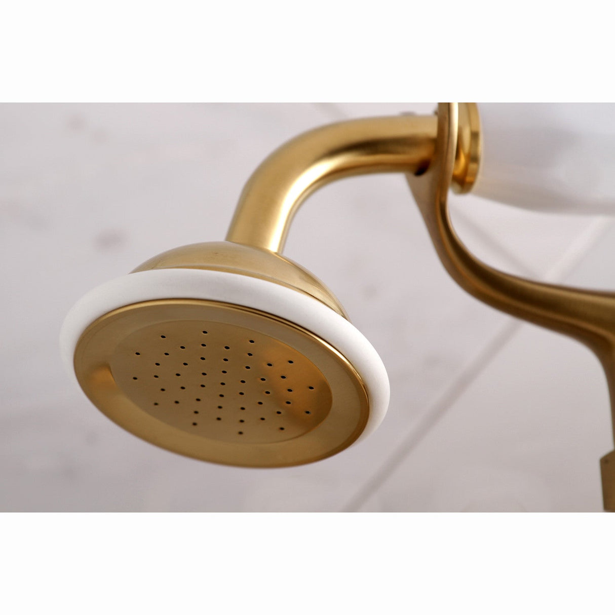 Kingston KS265SB Three-Handle 2-Hole Tub Wall Mount Clawfoot Tub Faucet with Hand Shower, Brushed Brass