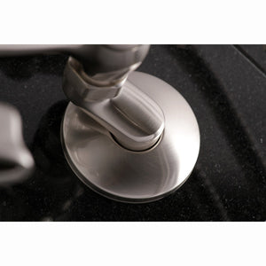 Kingston KS265SN Three-Handle 2-Hole Tub Wall Mount Clawfoot Tub Faucet with Hand Shower, Brushed Nickel