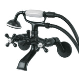 Kingston KS266MB Two-Handle 2-Hole Wall Mount Clawfoot Tub Faucet with Hand Shower, Matte Black