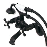 Kingston KS266ORB Two-Handle 2-Hole Wall Mount Clawfoot Tub Faucet with Hand Shower, Oil Rubbed Bronze