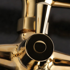Kingston KS266PB Two-Handle 2-Hole Wall Mount Clawfoot Tub Faucet with Hand Shower, Polished Brass