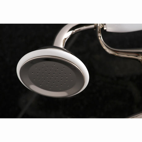 Kingston KS266PN Two-Handle 2-Hole Wall Mount Clawfoot Tub Faucet with Hand Shower, Polished Nickel