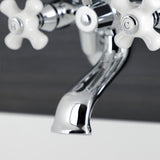 Kingston KS266PXC Three-Handle 2-Hole Wall Mount Clawfoot Tub Faucet with Hand Shower, Polished Chrome