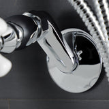 Kingston KS266PXC Three-Handle 2-Hole Wall Mount Clawfoot Tub Faucet with Hand Shower, Polished Chrome