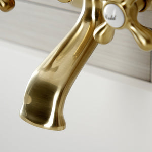 Kingston KS266SB Two-Handle 2-Hole Wall Mount Clawfoot Tub Faucet with Hand Shower, Brushed Brass