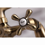 Kingston KS267AB Three-Handle 2-Hole Deck Mount Clawfoot Tub Faucet with Hand Shower, Antique Brass