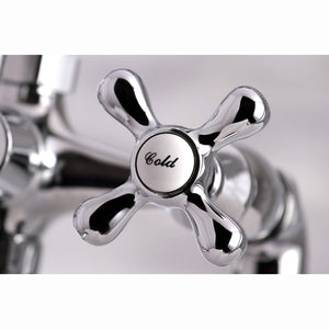 Kingston KS267C Three-Handle 2-Hole Deck Mount Clawfoot Tub Faucet with Hand Shower, Polished Chrome