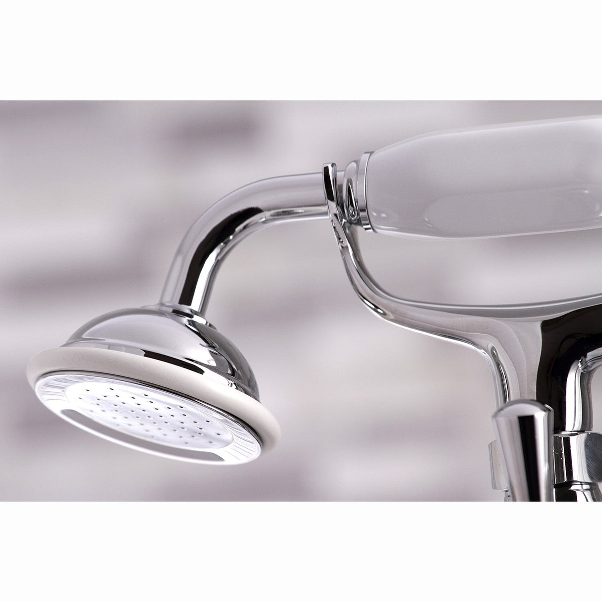 Kingston KS267C Three-Handle 2-Hole Deck Mount Clawfoot Tub Faucet with Hand Shower, Polished Chrome