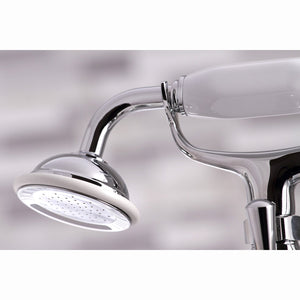 Kingston KS267C Three-Handle 2-Hole Deck Mount Clawfoot Tub Faucet with Hand Shower, Polished Chrome