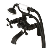 Kingston KS267ORB Three-Handle 2-Hole Deck Mount Clawfoot Tub Faucet with Hand Shower, Oil Rubbed Bronze