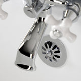 Kingston KS267PXC Three-Handle 2-Hole Deck Mount Clawfoot Tub Faucet with Hand Shower, Polished Chrome