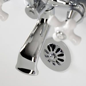 Kingston KS267PXC Three-Handle 2-Hole Deck Mount Clawfoot Tub Faucet with Hand Shower, Polished Chrome